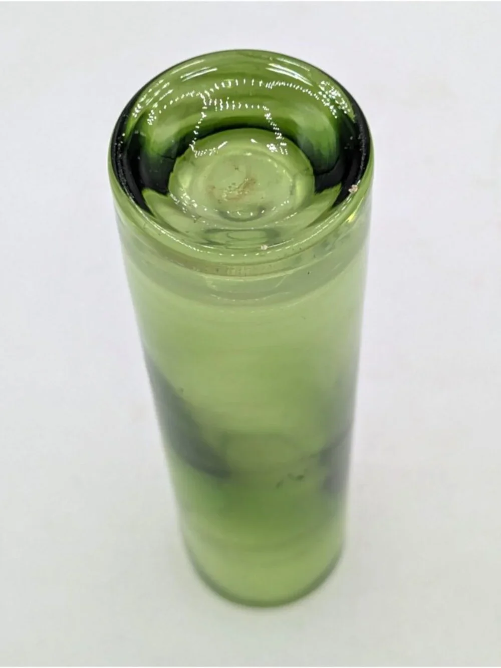 Vintage Hand Blown Glass Bud Vase Cylindrical Lime Green 7